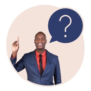 A person raising their hand and above them is a speech bubble that shows a question mark.