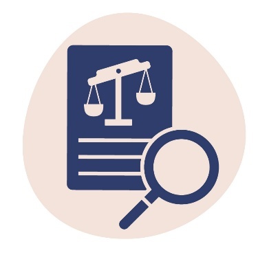 A document with an unbalanced scale on it. Next to the document is a magnifying glass.